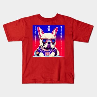 Dog Frenchie as a 80's anime Kids T-Shirt